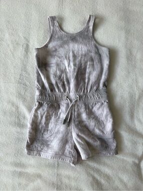 Athleta Light Gray Tie-Dye Tank Romper